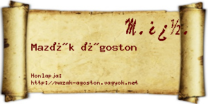 Mazák Ágoston névjegykártya